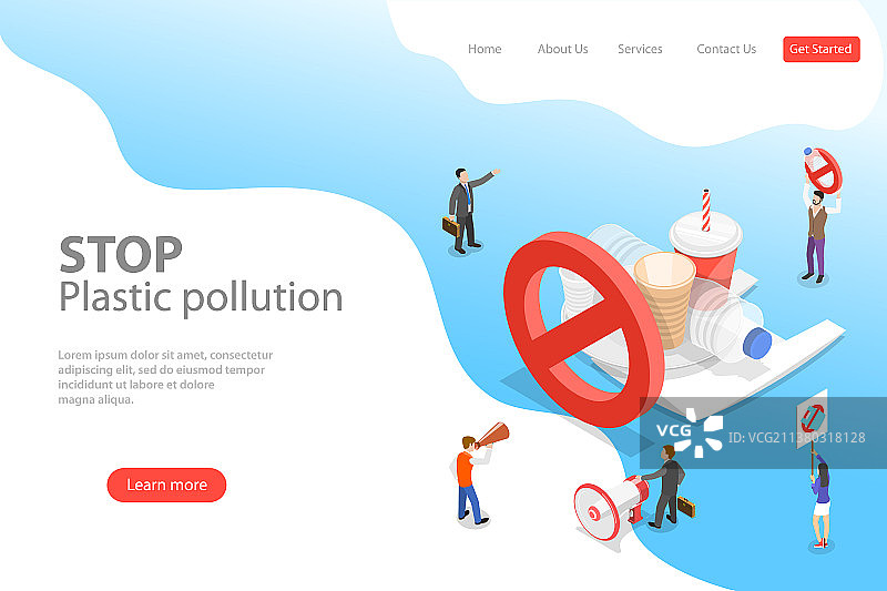 2.5D扁平风格着陆页模板图片素材