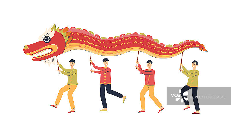 舞龙的中国男人图片素材