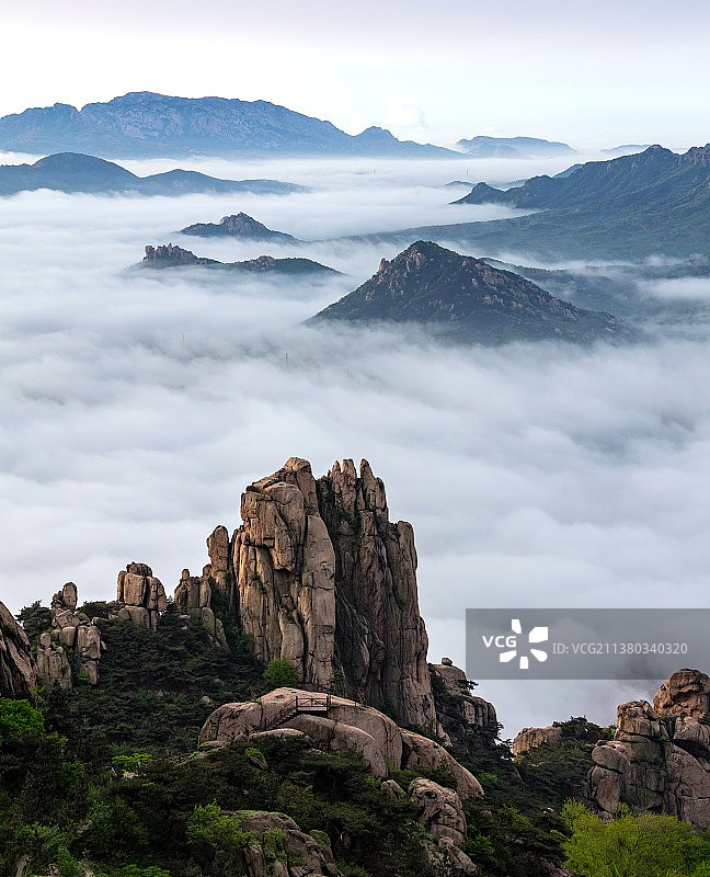 山东日照九仙山日出云海图片素材