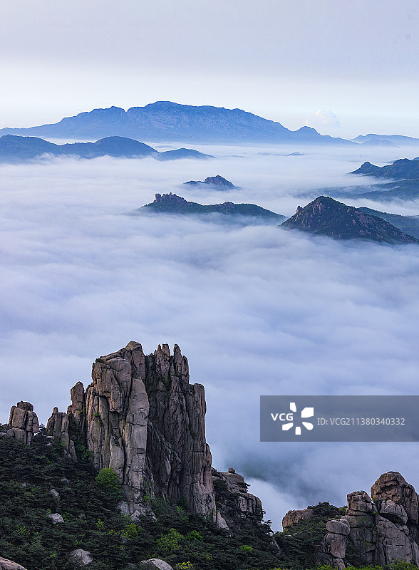 山东日照九仙山日出云海图片素材