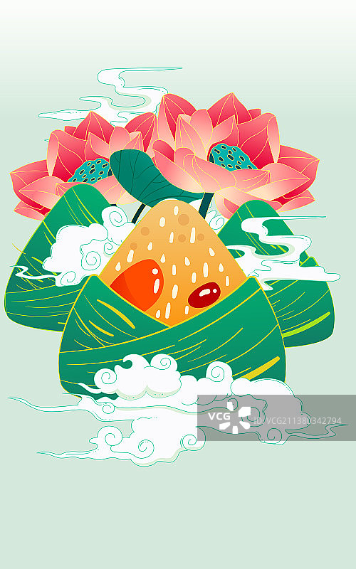 古典端午节粽子贺图端午安康节日插画矢量图图片素材
