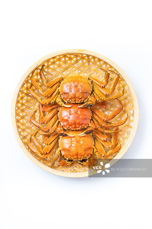 中国美食煮熟的正宗阳澄湖大闸蟹图片素材