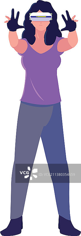 女人使用增强现实技术图片素材