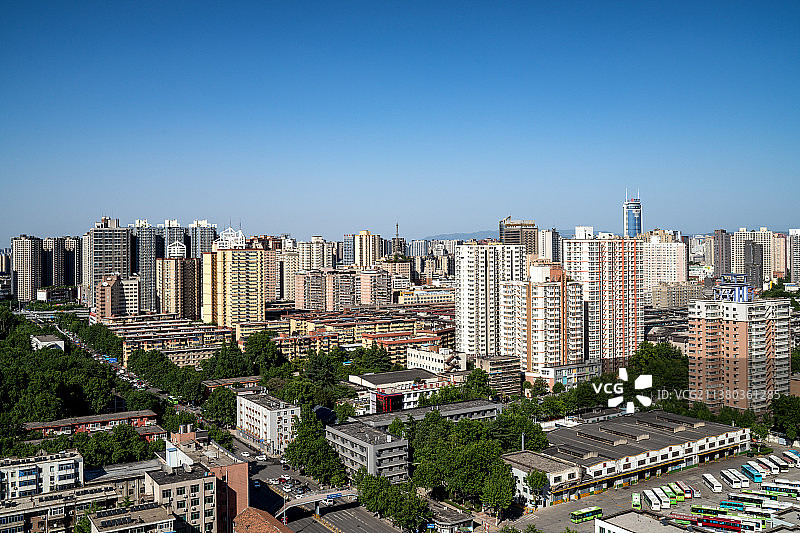 夏日午后西安雁塔区风光图片素材