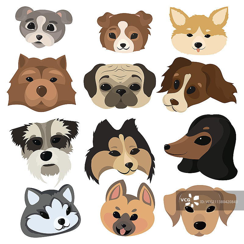 卡通小狗面部表情头像合集图片素材