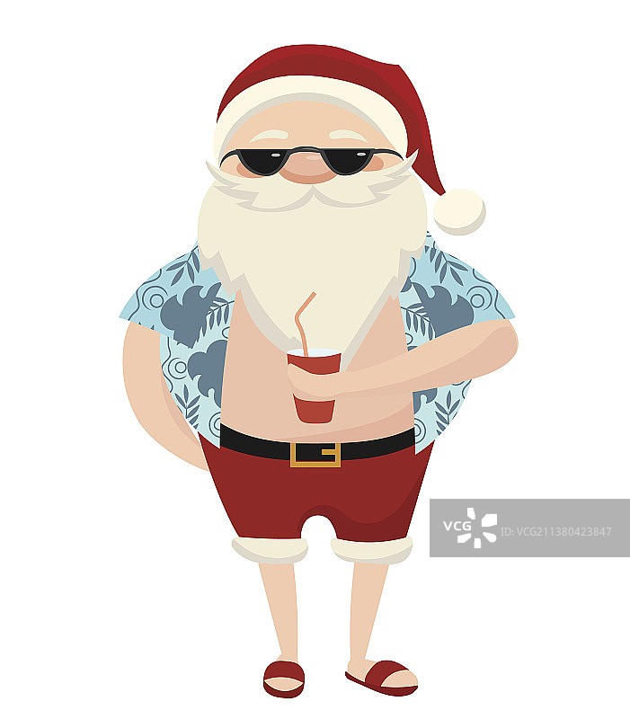 度假胜地卡通圣诞老人图片素材