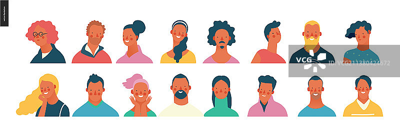 明亮的人物肖像集-年轻男人和女人图片素材