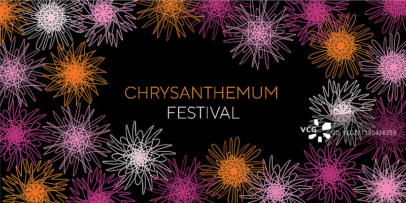 抽象素描菊花和翠菊元素图片素材