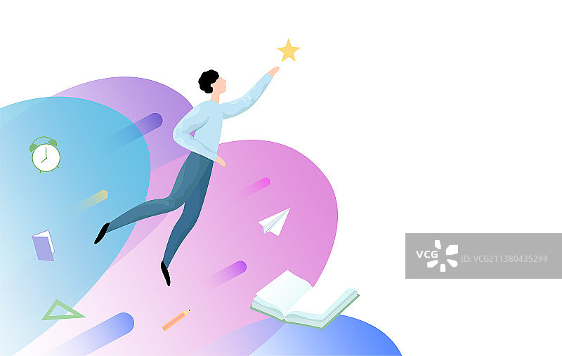 触碰星星的男生图片素材