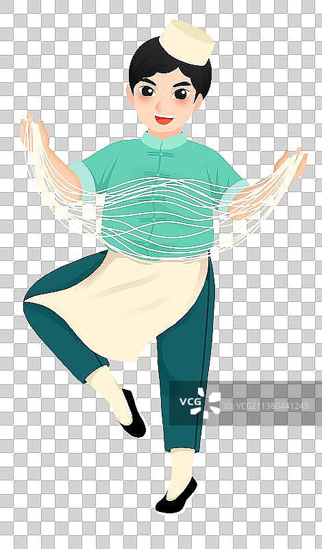 少数民族卡通形象之回族拉面的年轻人图片素材