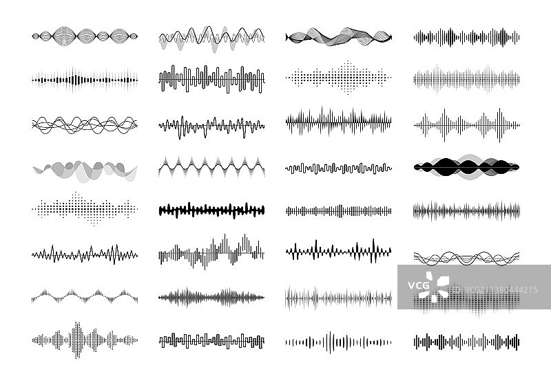 一套波动和脉冲线图片素材