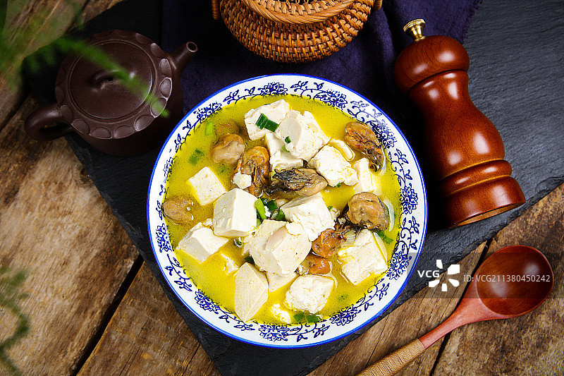 鲜美牡蛎豆腐羹图片素材