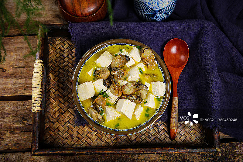 鲜美牡蛎豆腐羹图片素材