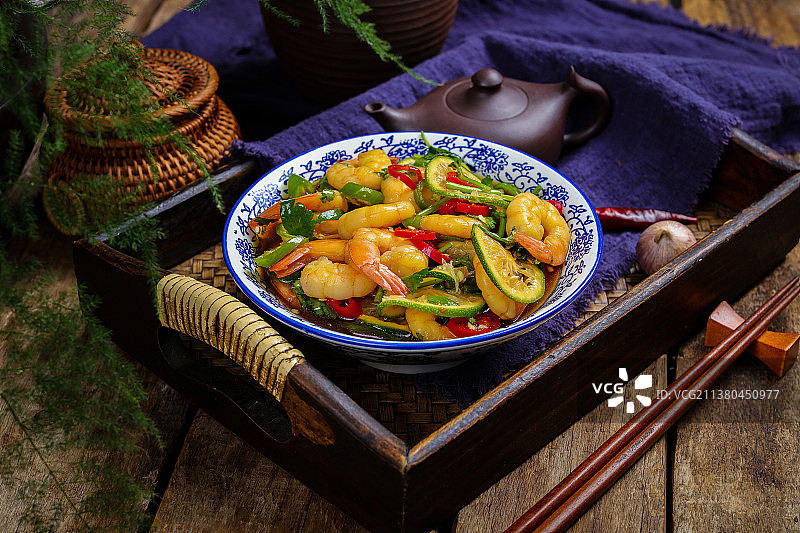 鲜美爽口柠檬虾仁图片素材