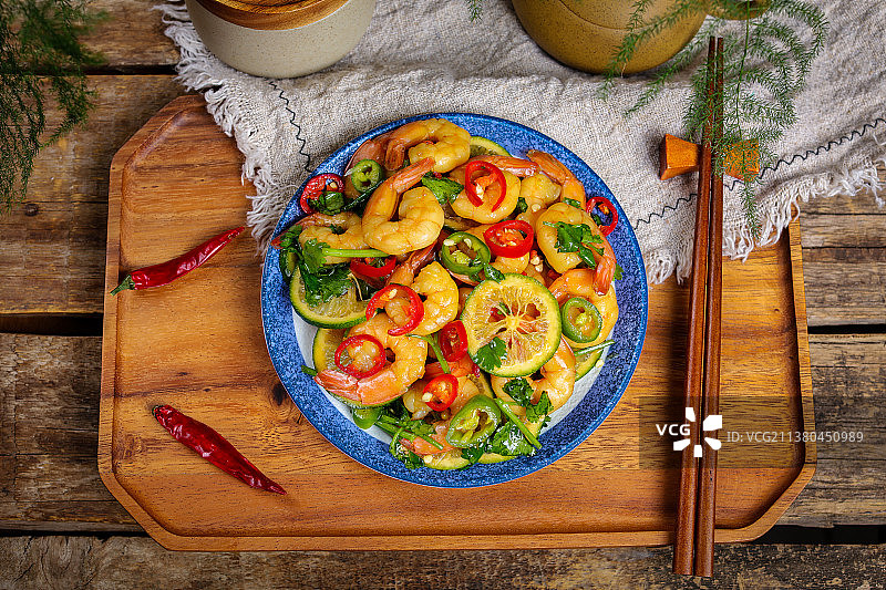 鲜美爽口柠檬虾仁图片素材