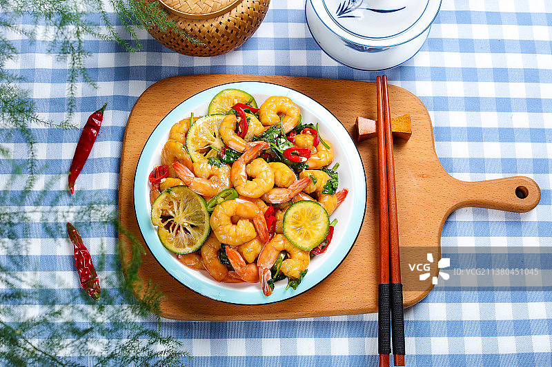 鲜美爽口柠檬虾仁图片素材