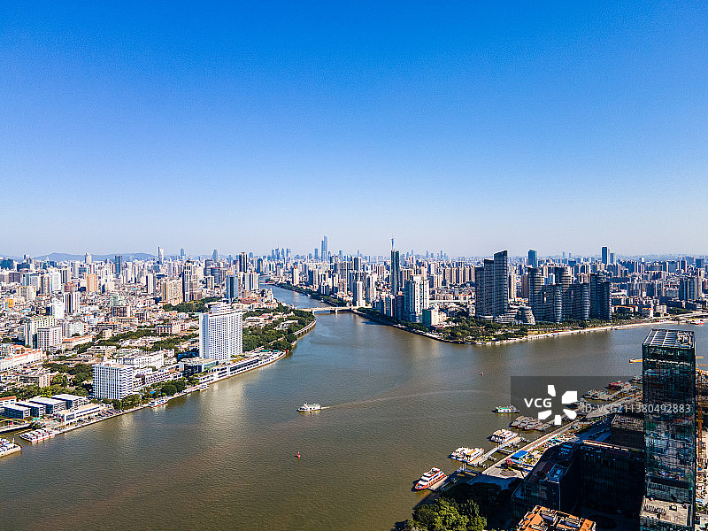 广州白鹅潭商务区和沙面白天鹅宾馆航拍图片素材