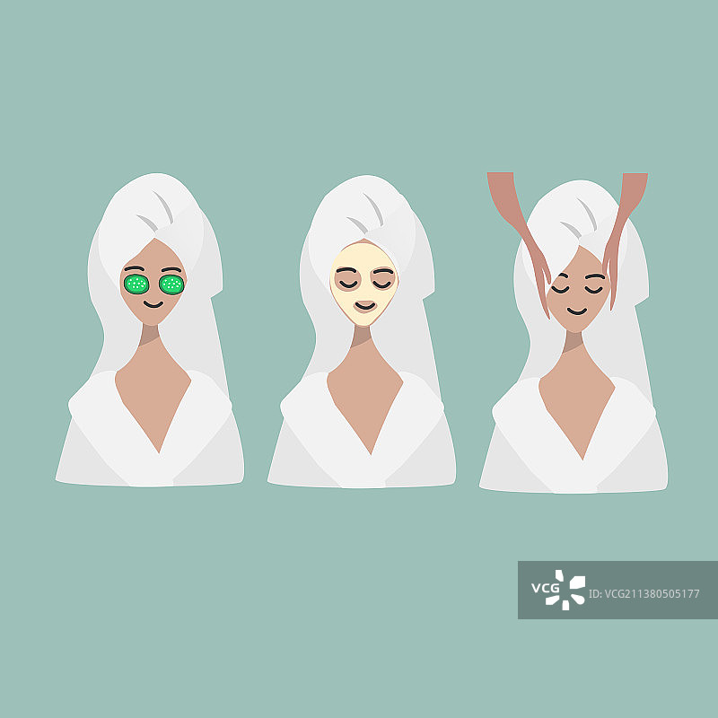 三位女人面部做水疗护理图片素材