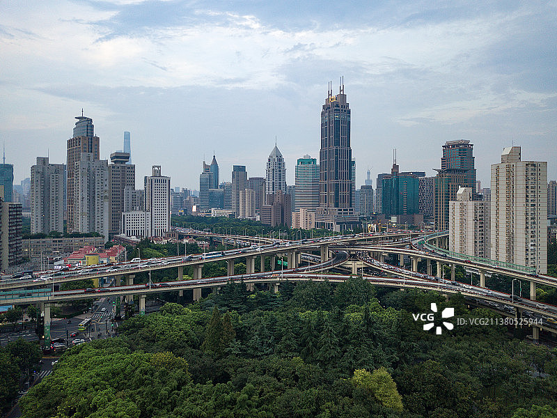 航拍上海延安东路立交图片素材