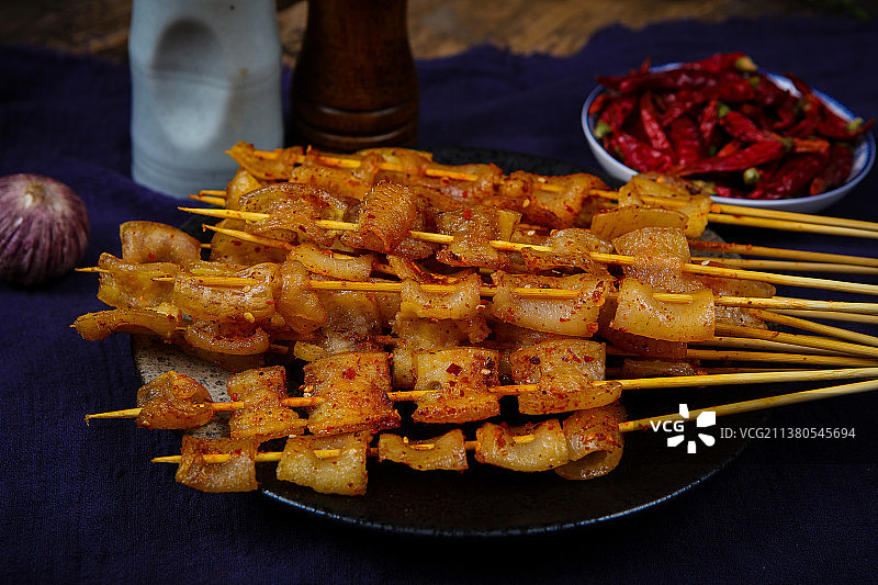 烧烤串猪皮图片素材