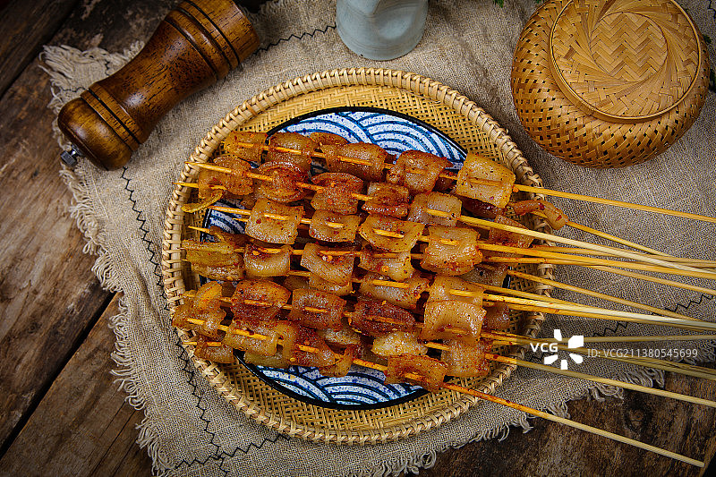 烧烤串猪皮图片素材