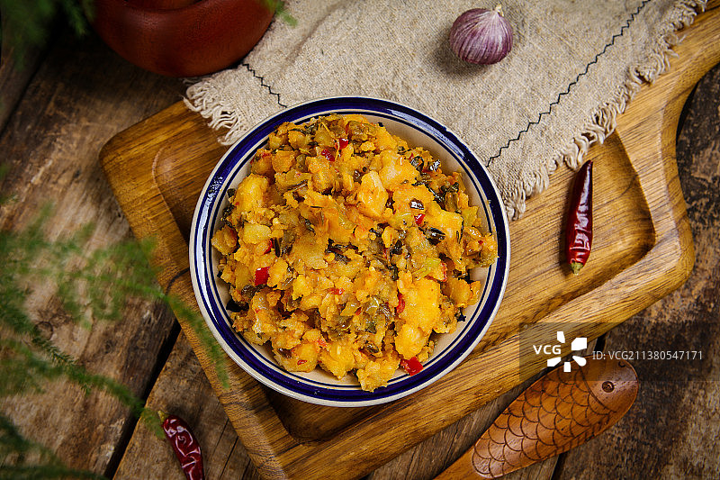 酸菜炒土豆泥图片素材