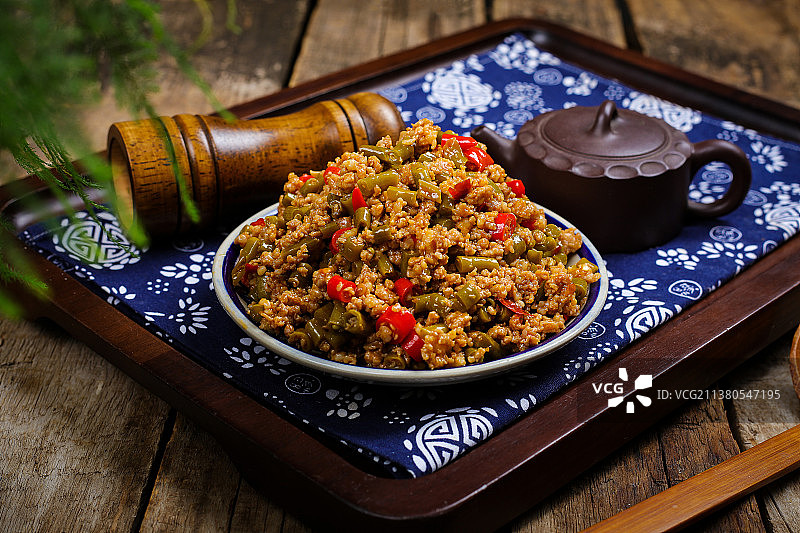 酸豇豆炒肉沫图片素材