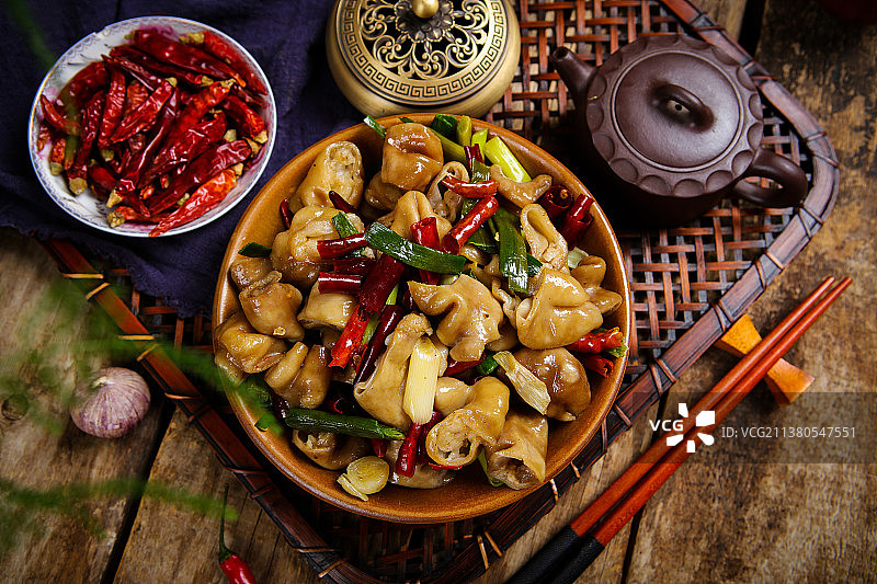 蒜苗炒肥肠图片素材