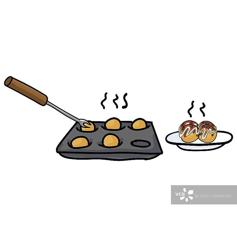 手绘章鱼可爱章鱼烧图片素材