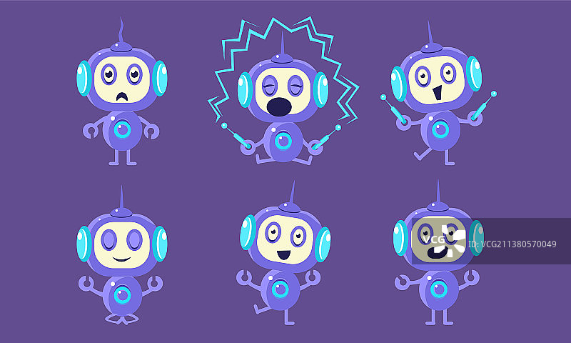 可爱的机器人角色套装图片素材
