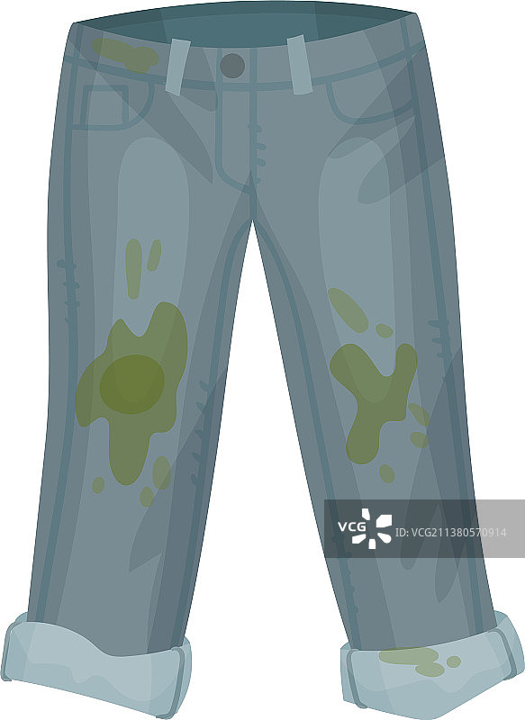 白色背景上的脏灰色牛仔裤图片素材