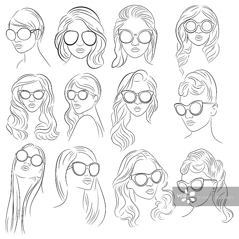 女士眼镜发型设计图片素材