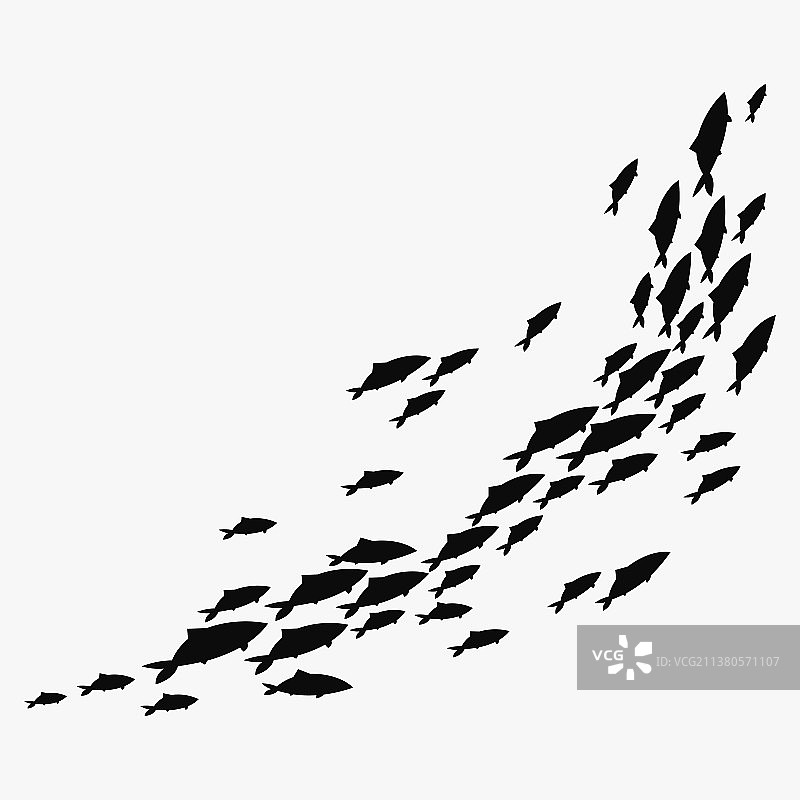 鱼群剪影图片素材