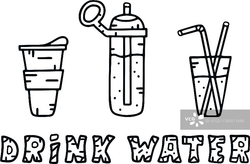 手绘饮用水涂鸦图片素材