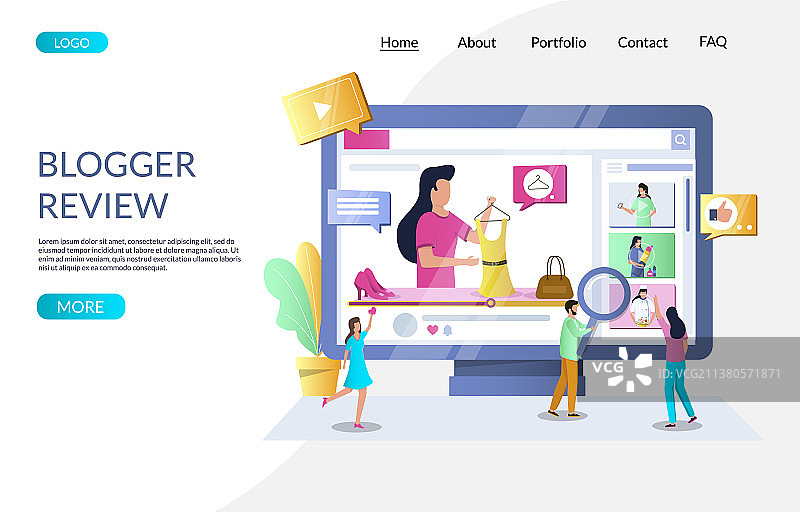 博主评测网站着陆页设计图片素材
