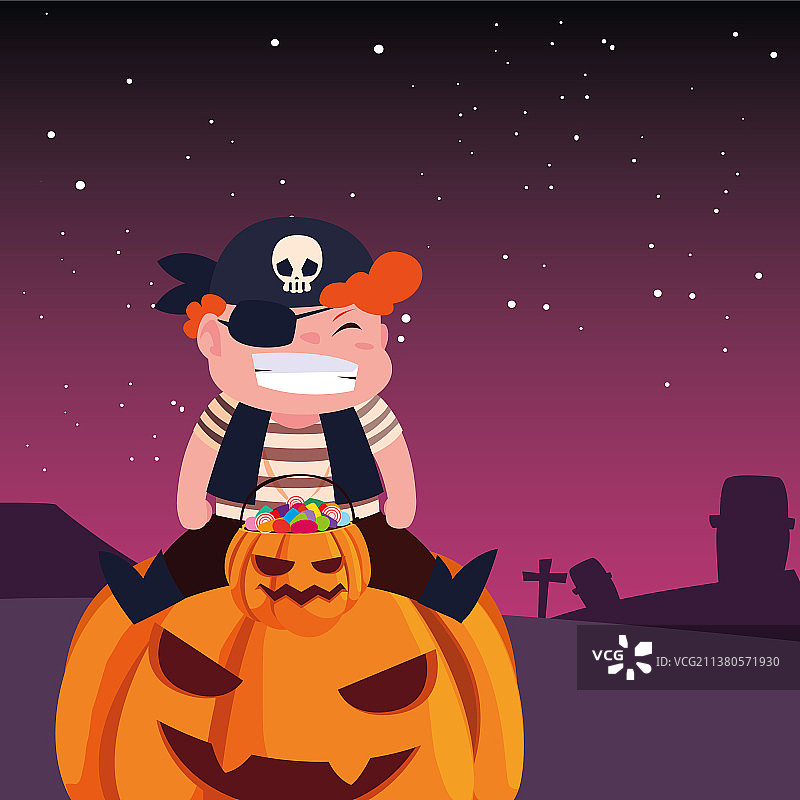 孩子们穿着万圣节服装的形象图片素材