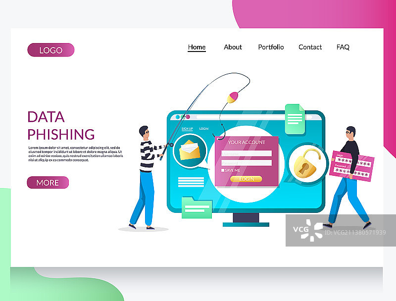 网络钓鱼网站登录页设计图片素材