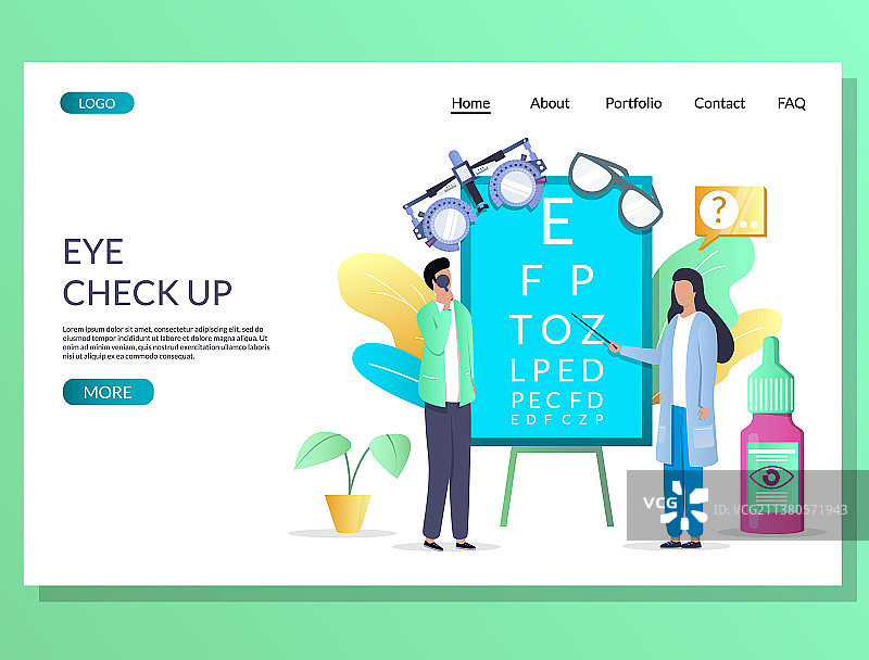 眼科检查网站着陆页设计图片素材