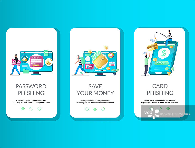 网络钓鱼手机App引导页图片素材