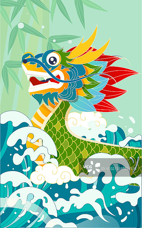 端午节赛龙舟吃粽子插画中国风传统节日海报图片素材