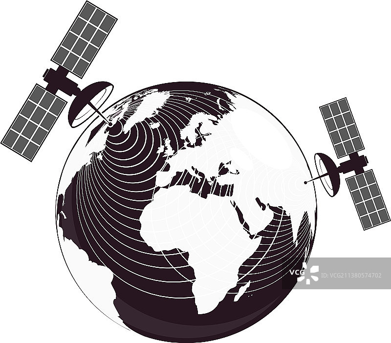 地球和卫星传输信号图片素材