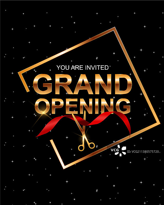 带丝带背景的盛大开业贺卡图片素材