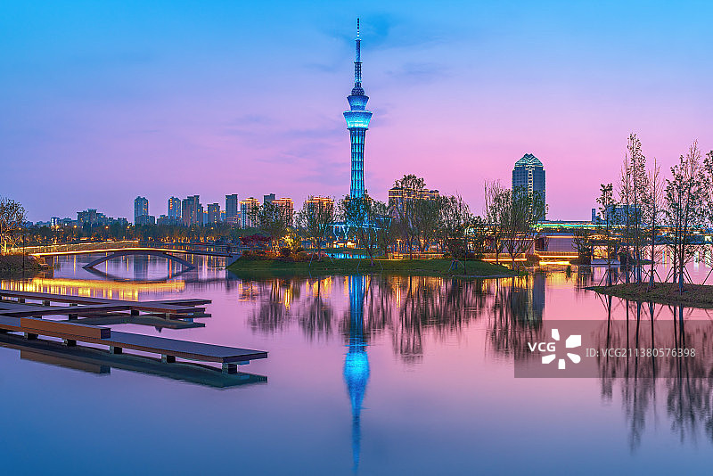 常熟琴湖公园夜景图片素材