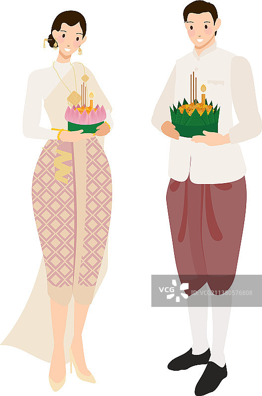 水上花卉节上的泰国情侣图片素材