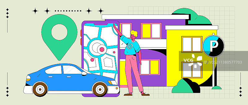 白领打车出行扁平矢量概念运营插画图片素材