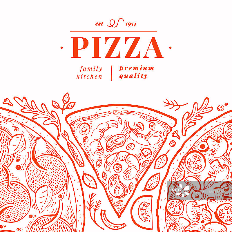 手绘复古意大利披萨banner模板图片素材