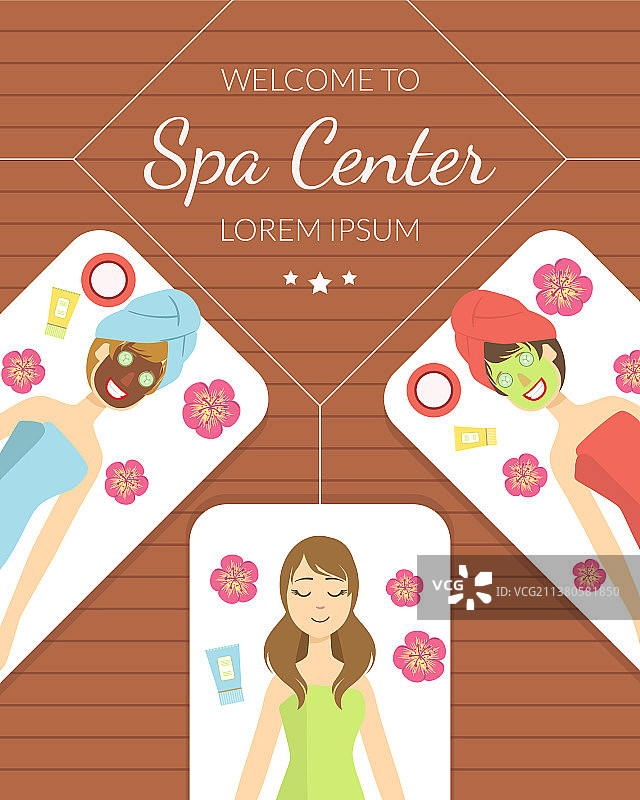 欢迎来到水疗中心banner，年轻女性享受其中图片素材