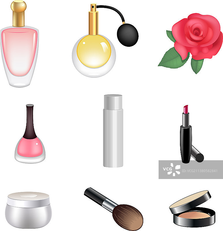 化妆品和香水卡通风格玫瑰图标图片素材