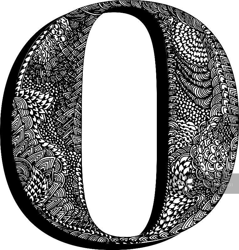 字母O原始纹理点线图片素材