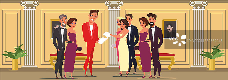 剧院里的男人和女人（扁平风格）图片素材